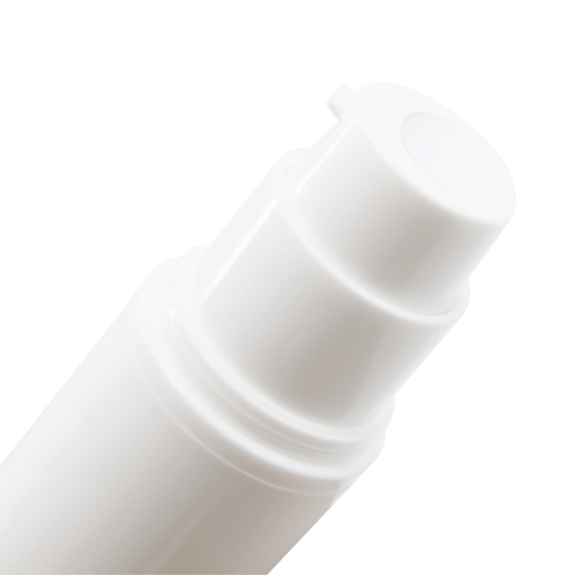 Close-up of modern profile airless bottle actuator and shoulder Model: BLAW