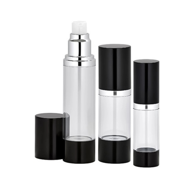 Clear and black airless bottle group in assorted sizes Model: BLJSB