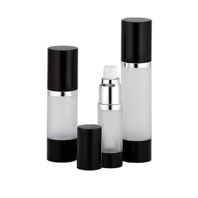 Black and frosted airless bottle group without size labels Model: BLJSBF