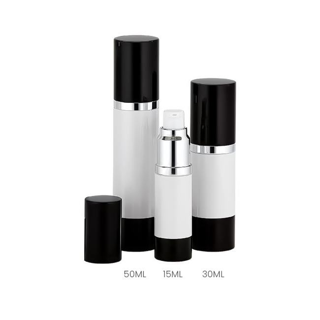 Black and white airless bottles in multiple sizes Model: BLJSBW