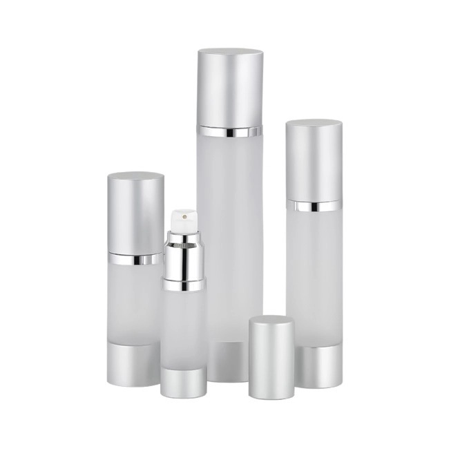 Silver and frosted airless bottle group in multiple sizes Model: BLJSF