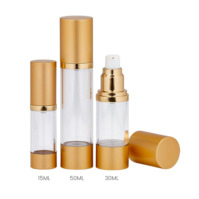 Gold and clear airless bottle group in multiple capacities Model: BLJSMG