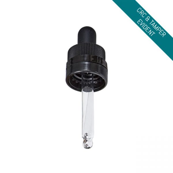 Clear glass boston round bottle with dropper or reducer cap for oils and serums Model BLCREW