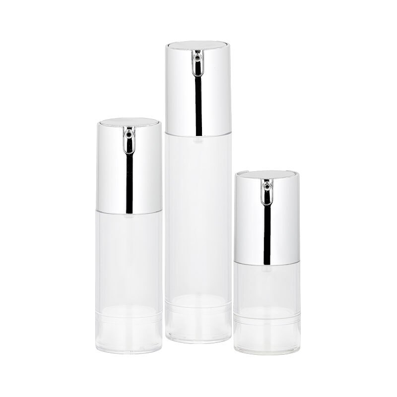 Clear airless pump bottle group in assorted sizes Model: BLJCM