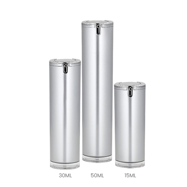 Silver airless bottles in 15ml, 30ml, and 50ml sizes Model: BLJHO