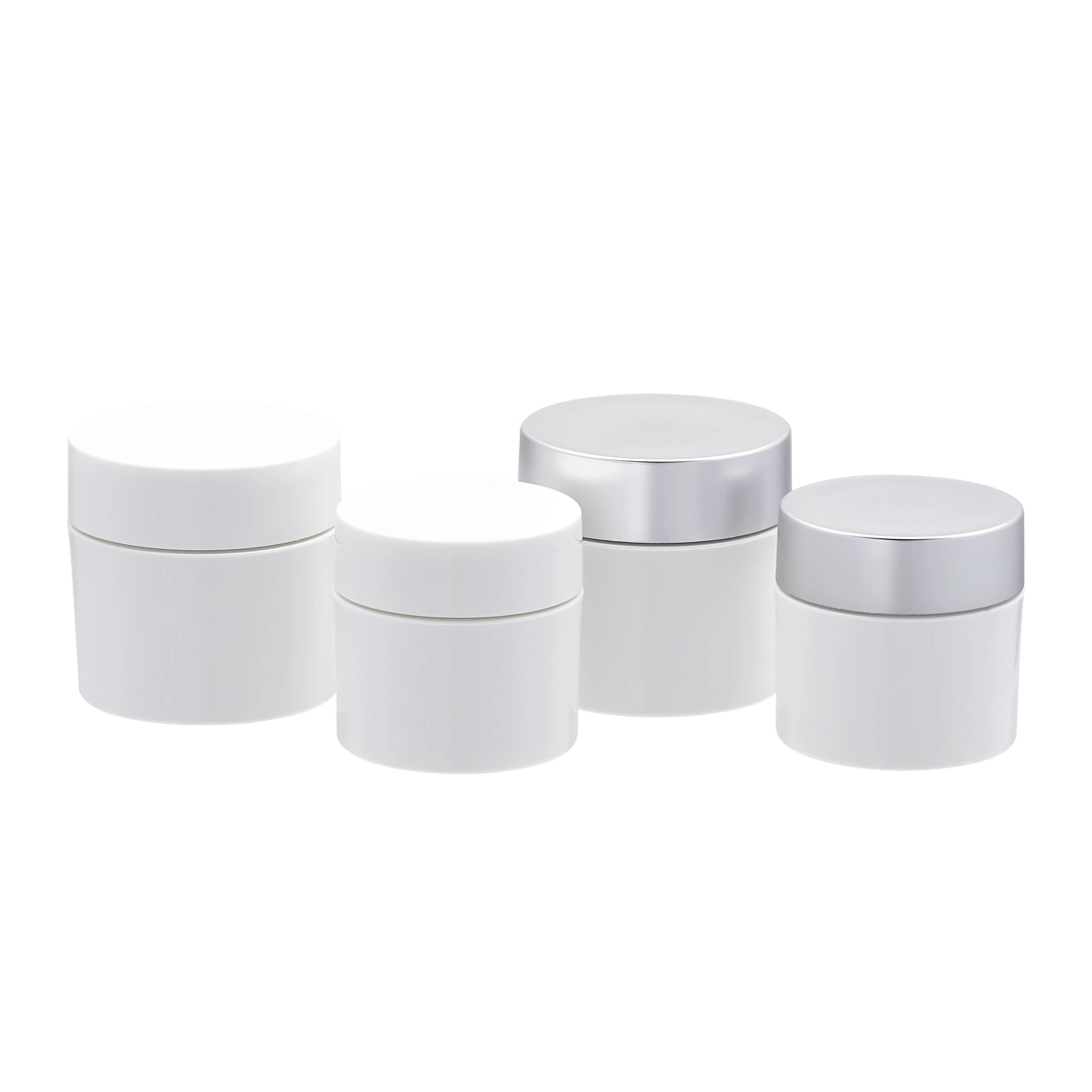 recycled cosmetic jars with white and silver lid options Model BLGSPP