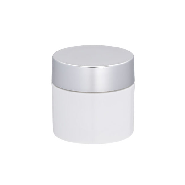 recycled cosmetic jar with decorative silver lid Model BLGSPP