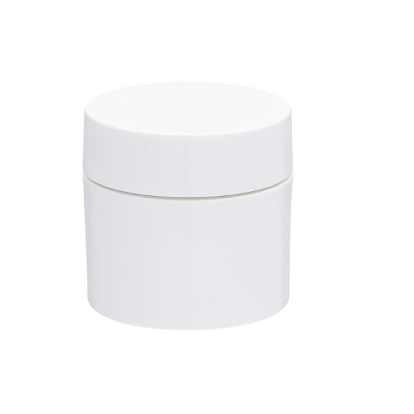 recycled cosmetic jar closed with smooth white lid Model BLGSPP