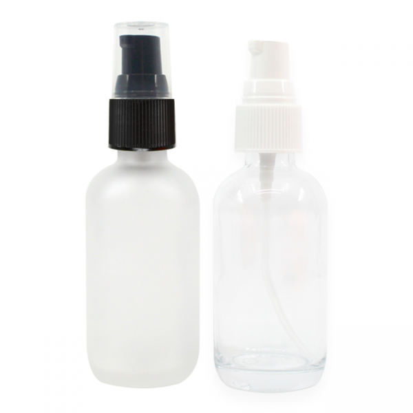 Frosted and clear glass bottle with pump sprayer or dropper closure options Models BLZHBRF BLZHBRC