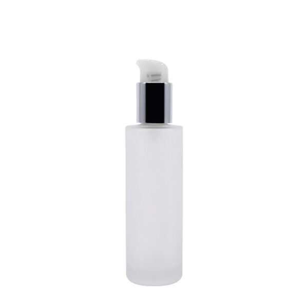 Frosted glass bottle with dip tube pump for skincare products Model BLSXB