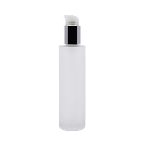Frosted glass bottle with dip tube pump for skincare products Model BLSXB