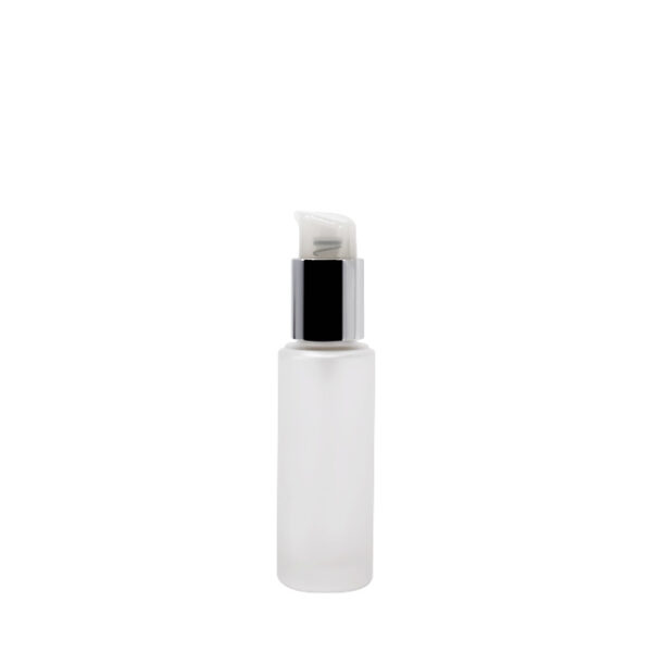 Frosted glass bottle with dip tube pump for skincare products Model BLSXB
