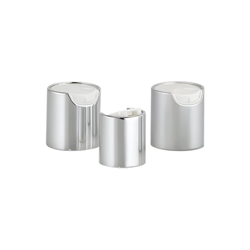 Silver disc caps for cosmetic bottles Model BLDC
