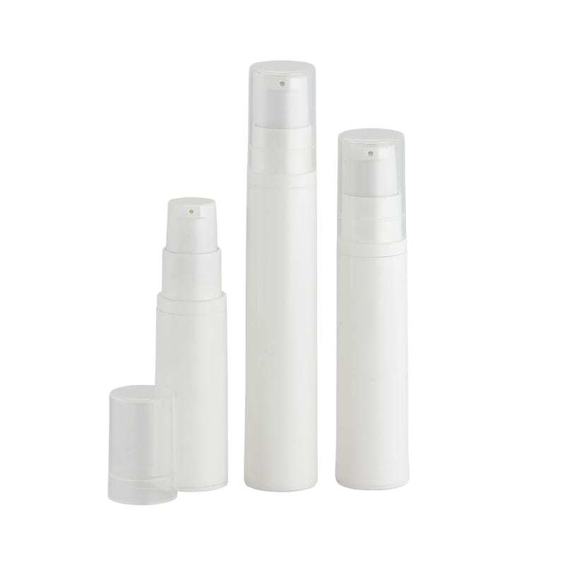 Travel size white airless bottle group in assorted sizes Model: BLJBPP