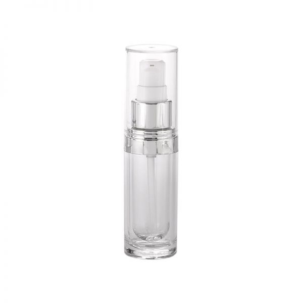 clear acrylic cosmetic bottle with suspended inner chamber Model BLJSYC