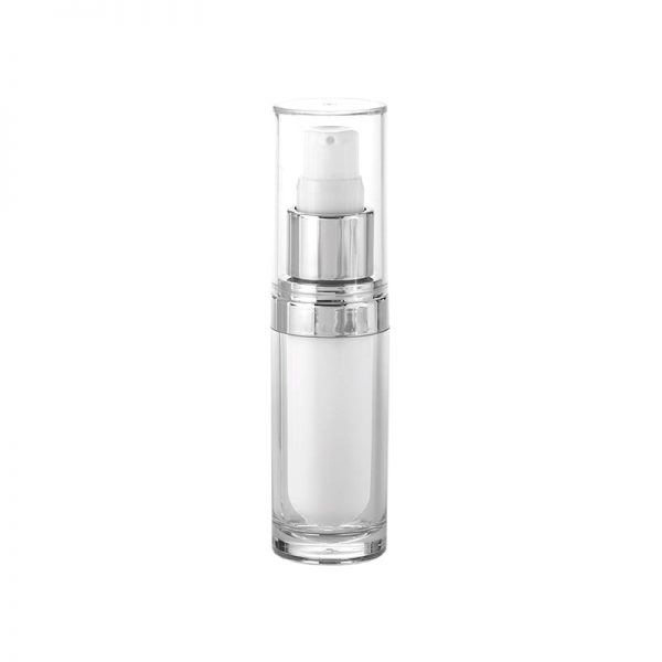 cosmetic bottle with white inner chamber and clear acrylic outer body Model BLJSYW