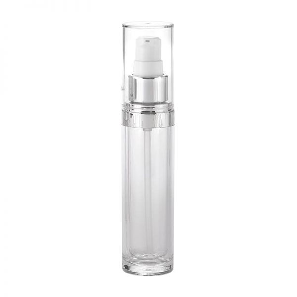 clear acrylic cosmetic bottle with suspended inner chamber Model BLJSYC