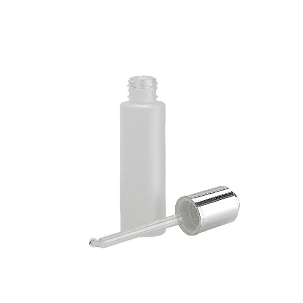Frosted round glass dropper bottle for skincare products Model BLLG12F