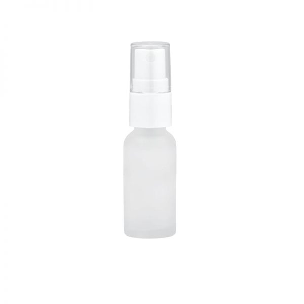 Frosted glass bottle with pump sprayer or dropper closure options Model BLZHBRF