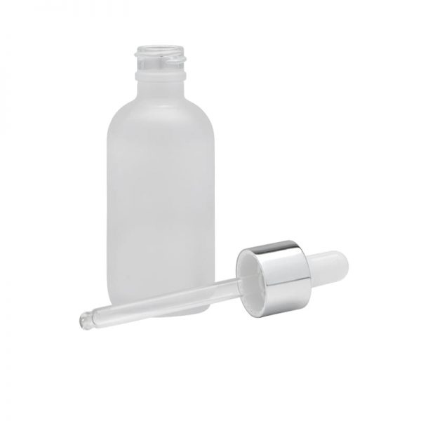 Frosted glass bottle with pump sprayer or dropper closure options Model BLZHBRF
