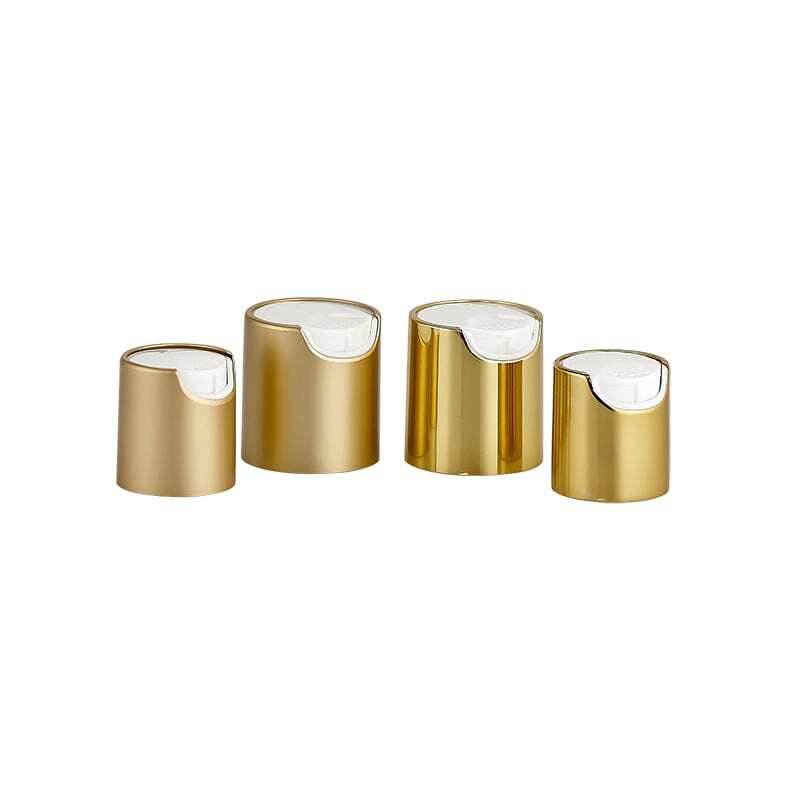 Gold disc caps for cosmetic bottles Model BLDC