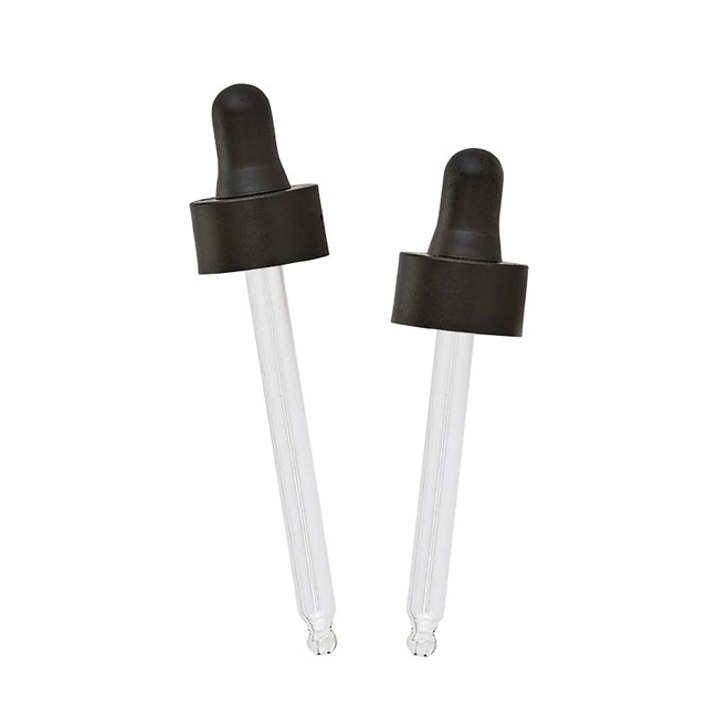 Black droppers for amber glass bottles Model BLSHAMPPDR