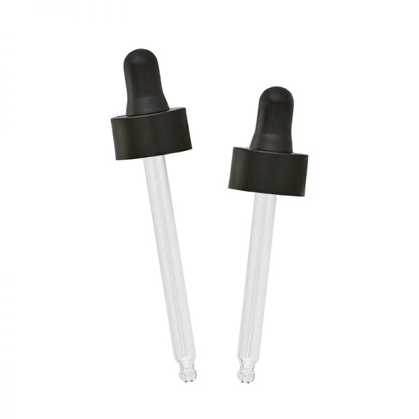 Amber glass dropper bottle for serums with black or gold collar options Model BLSHAM