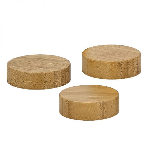 Bamboo cosmetic jar caps side view Model BLJ03BMCAP