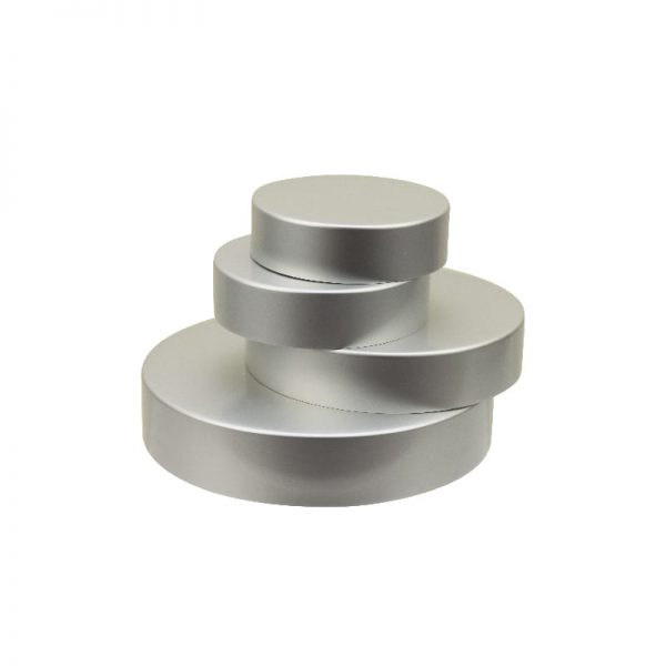Matte silver high profile jar caps stacked by size Model BLHPAMS