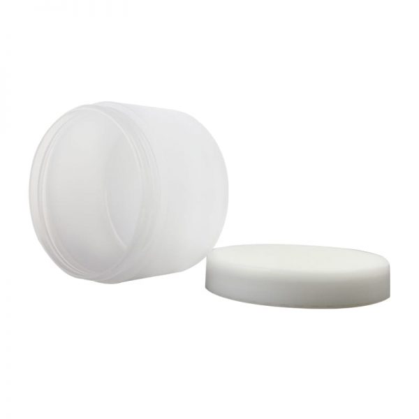 white plastic cosmetic jar with lid removed showing interior Model BLHBPPW