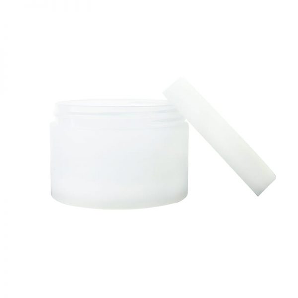 white plastic cosmetic jar front view with lid removed Model BLHBPPW
