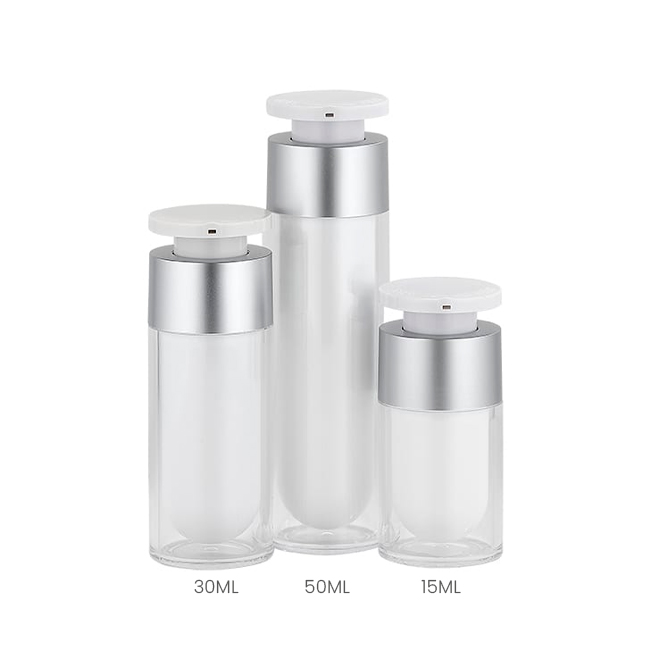 Airless pump bottles with locking mechanism in 15ml, 30ml, and 50ml sizes Model: BLHSBT