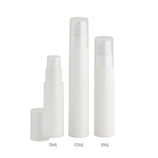 Travel size white airless bottle family in multiple capacities Model: BLJBPP