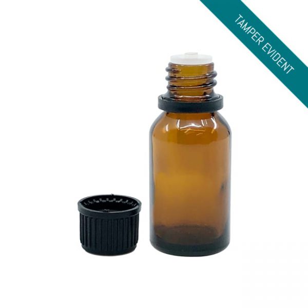 Amber glass boston round bottle with dropper or reducer cap for oils and serums Model BLCRAM