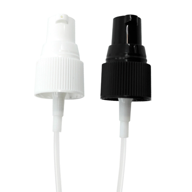 Black and white ribbed lotion pumps Model BLZHBRPUMP