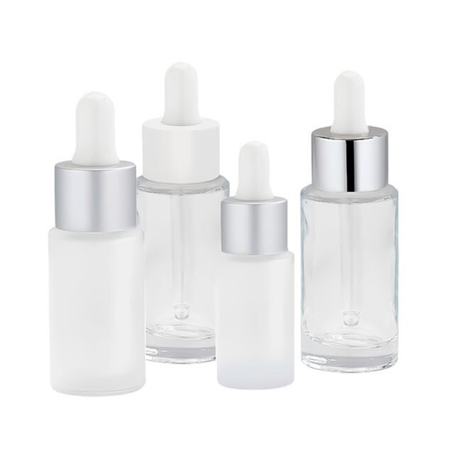 glass dropper bottle set with clear and frosted finishes for skincare Model BLZHPJ