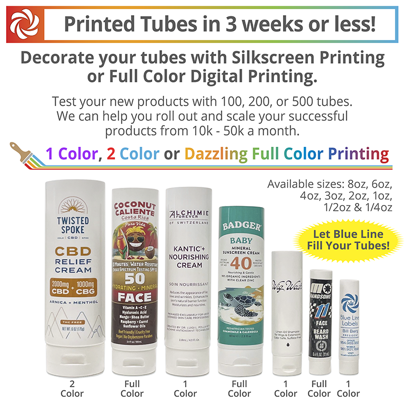 Cosmetic squeeze tube printed in full color digital and silkscreen options