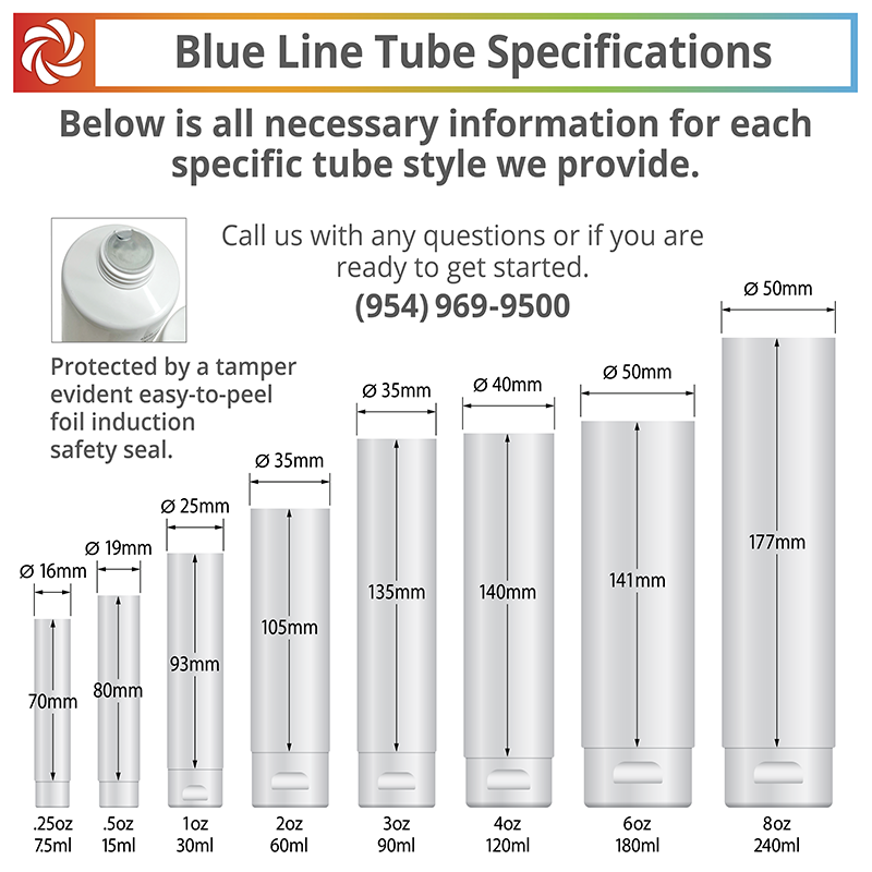 Cosmetic squeeze tube dimensions and technical specifications chart